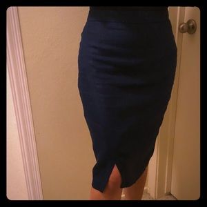 Limited Dark Blue Canvas Asymmetrical Pencil Skirt